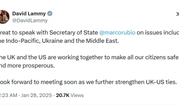 Lammy speaks with US counterpart about 'working together' on security