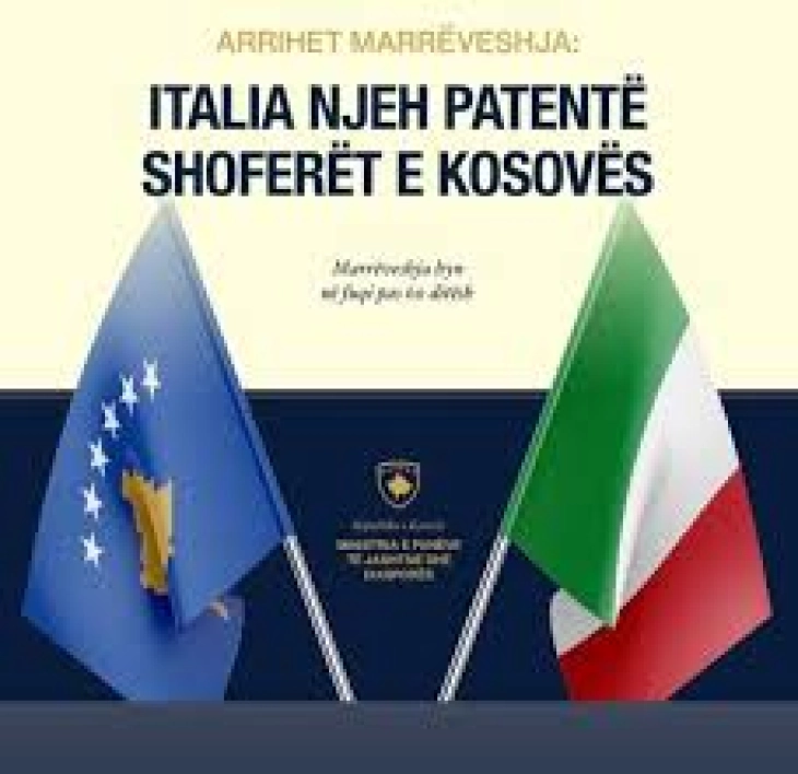 Hyn në fuqi marrëveshja për njohjen reciproke të patentë shoferëve mes Kosovës dhe Italisë