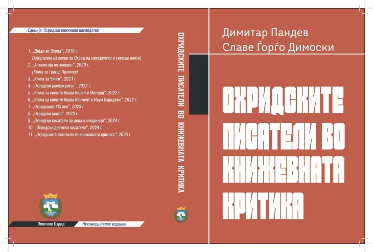 Објавена книгата „Охридските писатели во книжевната критика“