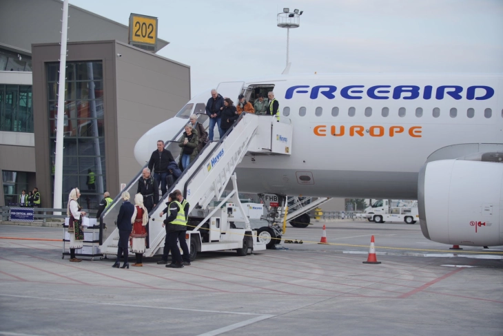 Skopje International Airport welcomes first Freebird Airlines charter flight with 180 German tourists