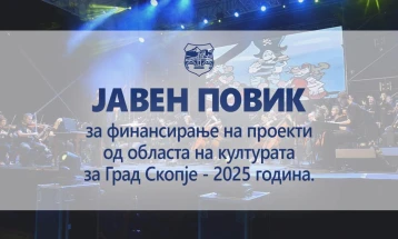 Објавен јавен повик за финансирање проекти од областа на културата од интeрес на Град Скопје за 2025 година