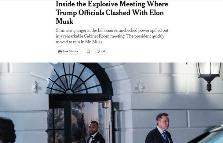 Њујорк тајмс: Жестока кавга меѓу Рубио и Маск во Белата куќа поради кратењата на персоналот