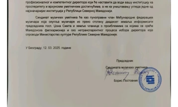 Поддршка за вработените во Филхармонија од Синдикатот на музички уметници на Србија