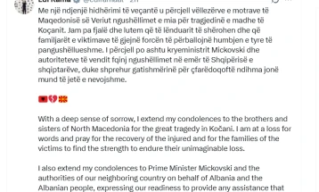 Rama dhe Begaj shprehën ngushëllime për tragjedinë e madhe dhe gatishmëri për çfarëdo lloj ndihme të nevojshme