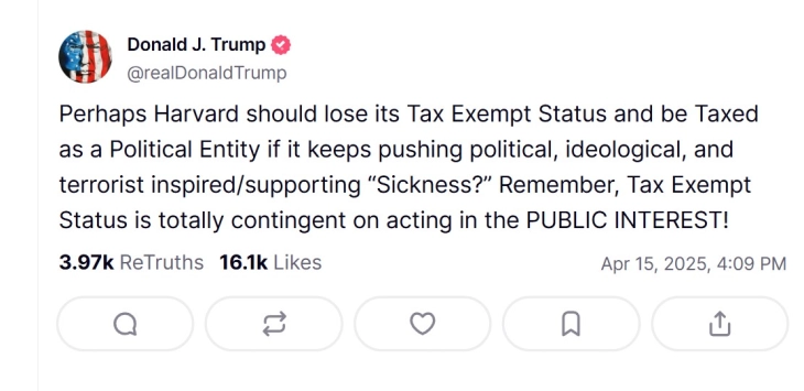 Трамп се закани дека ќе ги укине и фискалните олеснувања за Харвард, откако ги замрзна средствата