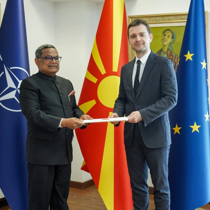 Муцунски ги прими копиите на акредитивните писма од новоименуваниот амбасадор на Индија со седиште во Софија, Арун Кумар Саху