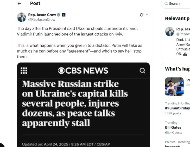 Американски законодавци со остри критики за иницијативата на Трамп за прекин на огнот во Украина