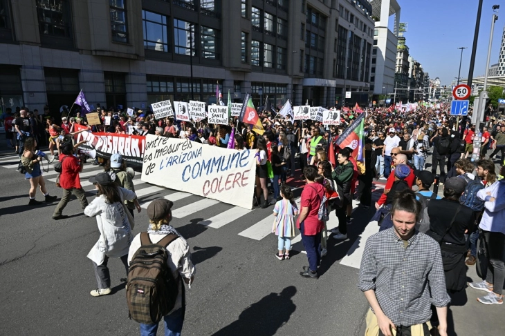 Генерален штрајк во Белгија: Протестни маршови, откажани летови, прекинат јавен превоз 