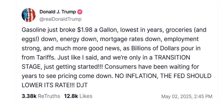 Трамп повторно ги повика Федералните резерви да ги намалат каматните стапки