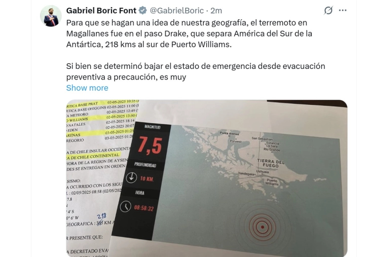 Поради земјотресот во морето кај Чиле, евакуирани и бази на Антарктикот