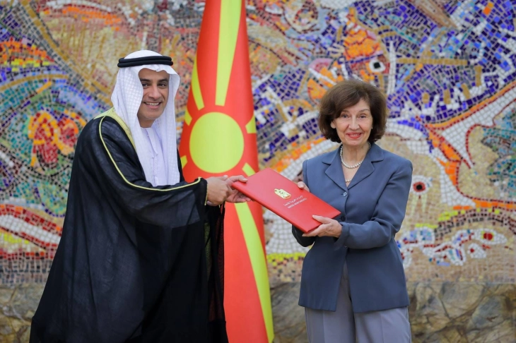 Претседателката Сиљановска-Давкова ги прими акредитивите на новоименуваниот амбасадор на ОАЕ, Абдула Али Атек Обаид Алсубуси