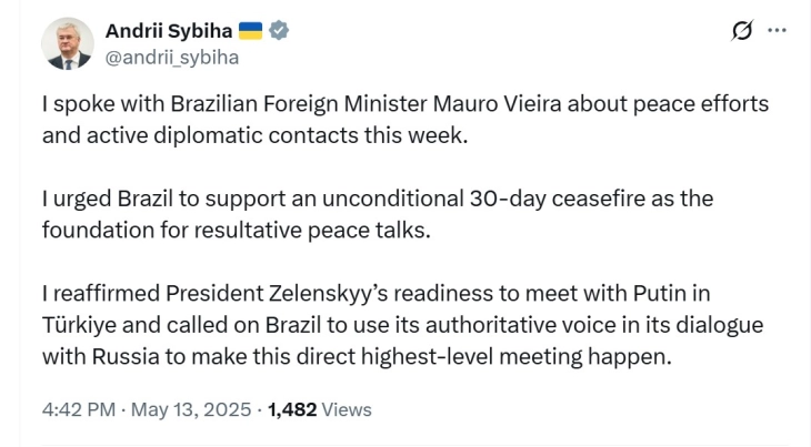 Сибиха со повеќе објави на социјалните мрежи бара да се убеди Путин да дојде во Истанбул