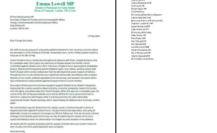 Група британски парламентарци бараат санкции против Вучиќ и промена на политиката кон Србија