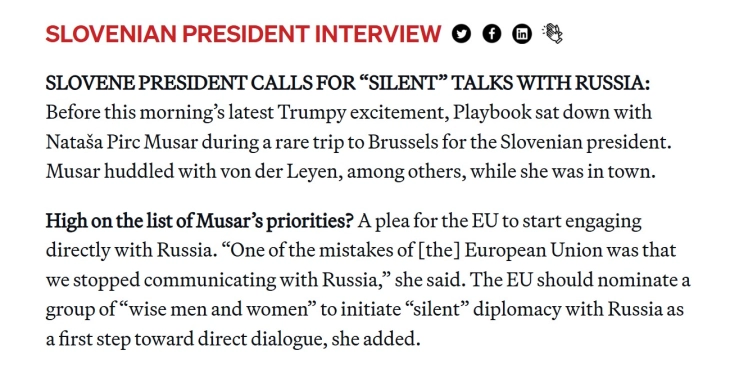 Пирц Мусар: Прекин на комуникацијата со Русија е една од грешките на ЕУ