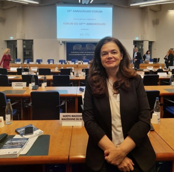 Советникот на Уставниот суд Татјана Јањиќ-Тодорова на одбележување на десетгодишниот јубилеј на Мрежата на највисоки судови во Стразбур