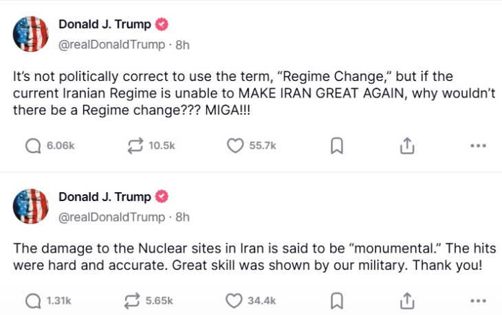 Trump: 'Why wouldn't there be a Regime change' in Iran?