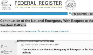 United States continues national emergency involving Western Balkans for one year