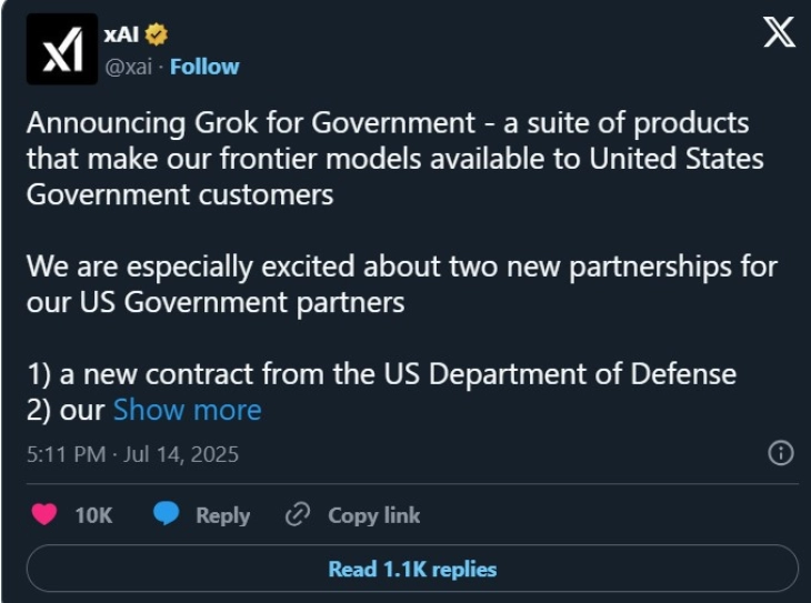 Пентагон ќе го користи чет-ботот Грок  на Илон Маск