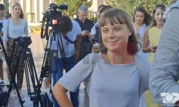 Greta Thunberg në Tiranë në protestë në mbështetje të Palestinës