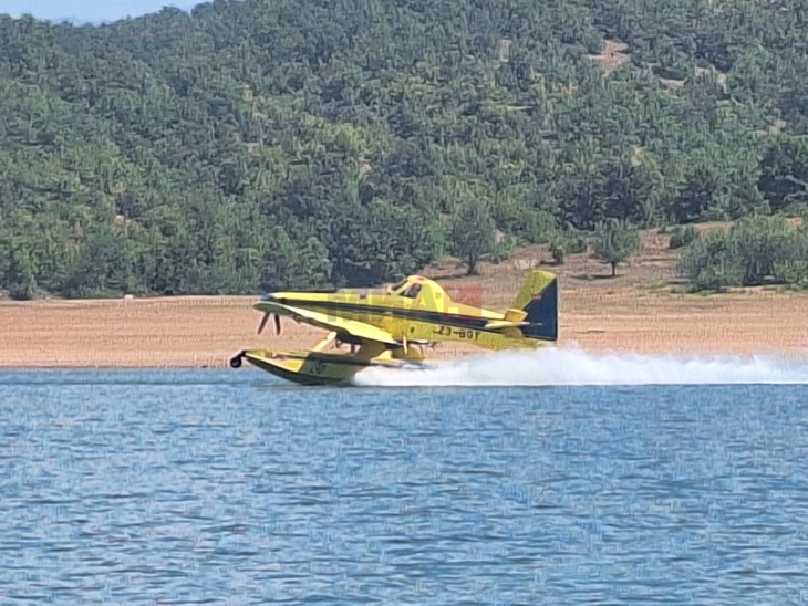 Pesë zjarre aktive, dy er traktorë angazhohen për zjarrin në fshatin Perovë afër bregut të liqenit të Prespës