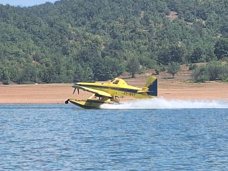 Five active fires, two firefighting aircraft engaged near Lake Prespa