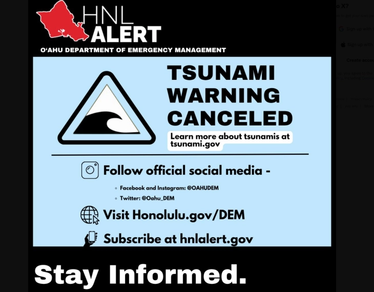 Është ulur paralajmërimi për cunami në Havai, komunikacioni ngadalë po kthehet në normale