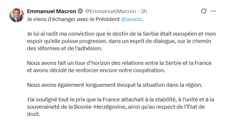 Макрон: Европската иднина на Србија е нејзиниот вистински пат