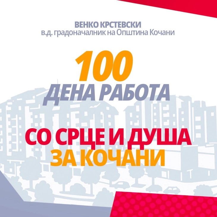 Отчет на Венко Крстевски, в.д. градоначалник на Општина Кочани: „За 100 дена обезбедивме 487 милиони денари за проекти!“