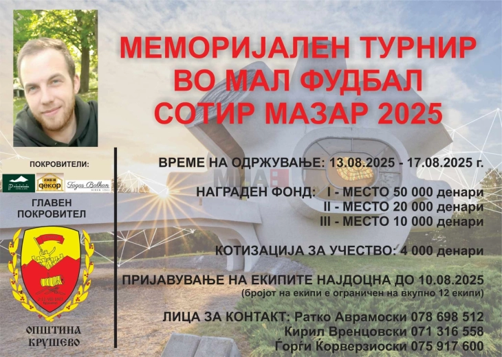 Меморијалниот турнир „Сотир Мазар 2025“ започнува во Крушево