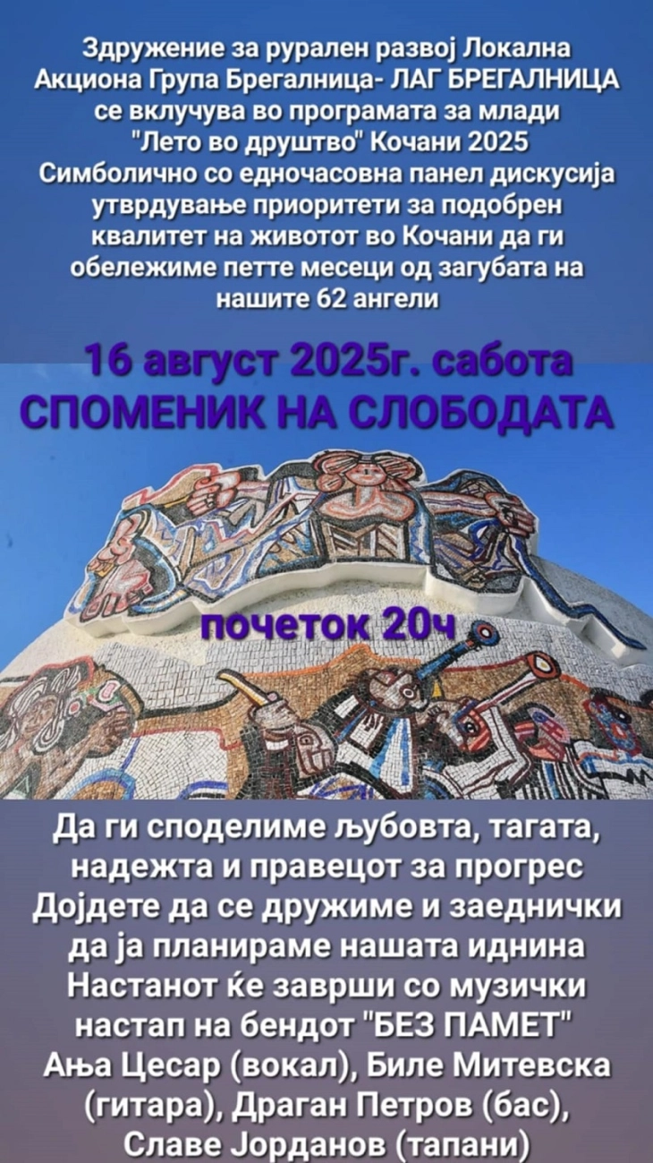 Пет месеци по трагедијата во „Пулс“ – панел дискусија и концерт вечерва во Кочани