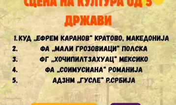 Фолклорни ритми од Мексико, Полска, Романија, Србија и Македонија на градскиот плоштад во Кратово