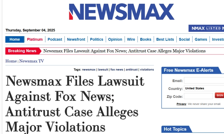 Њузмакс ја тужи Фокс њуз за незаконско задушување на конкуренцијата и монопол