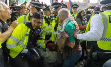 Повеќе од 425 лица уапсени на протест во Лондон во поддршка на забранета пропалестинска група