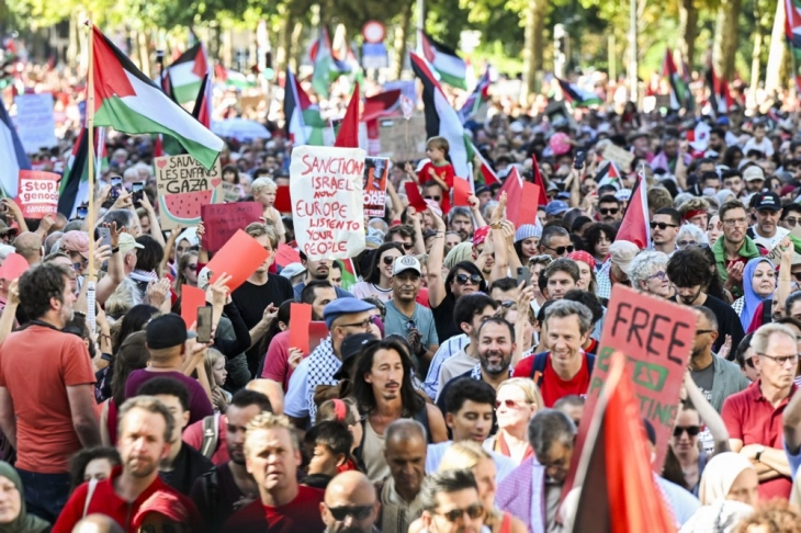 Во Брисел, големи демонстрации во знак на поддршка на Палестинците