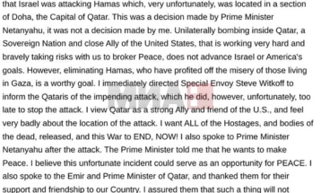 Trampi me kritika për Netanjahun: Bombardimi i aleatit tonë nuk është në interesin e askujt