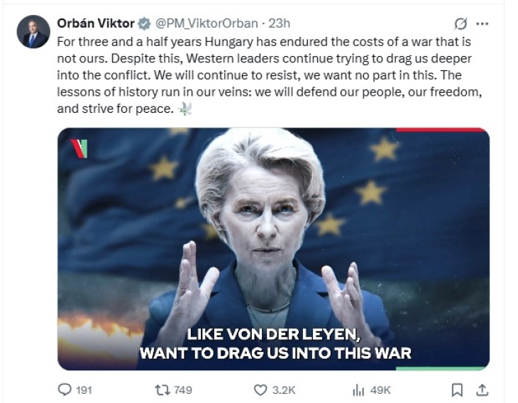 Орбан: Европа под водство на Фон дер Лајен оди кон провалија