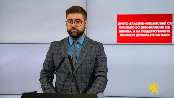 Манасиевски: Дуото Апасиев-Мециновиќ си пикнало во џеб милиони од Левица, а на поддржувачите им велат донирајте ни пари