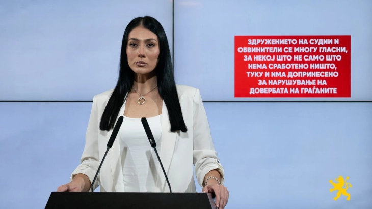 Андоновска: Здружението на судии и обвинители се многу гласни, за некој што не само што нема сработено ништо