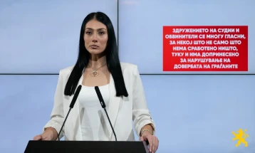 Андоновска: Здружението на судии и обвинители се многу гласни, за некој што не само што нема сработено ништо