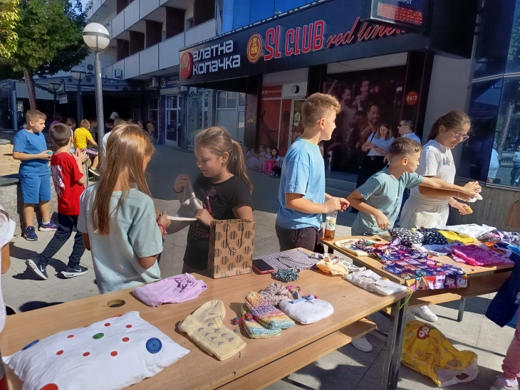 Ученици од Кавадарци продаваа сопствени изработки од отпаден текстил, парите за садници и пошумување 