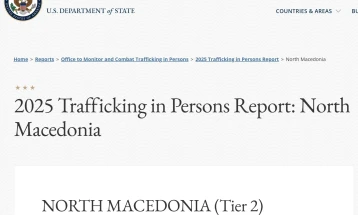 US State Department: North Macedonia making significant efforts, still does not fully meet minimum standards for elimination of human trafficking