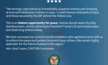 Admirali Kuper i drejtohet Hamasit: Ndalo menjëherë dhunën kundër civilëve të pafajshëm palestinezë