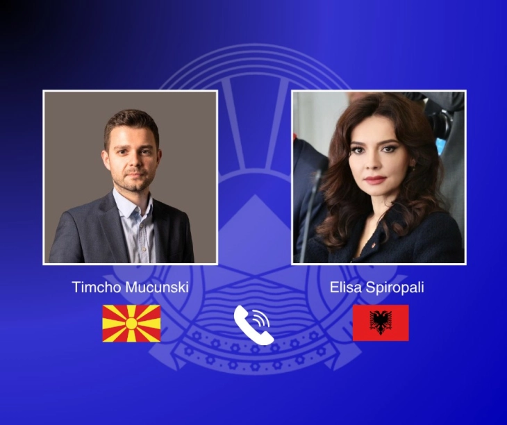 Bisedë telefonike e Mucunskit me ministren për Evropë dhe Punë të Jashtme të Shqipërisë, Spiropali