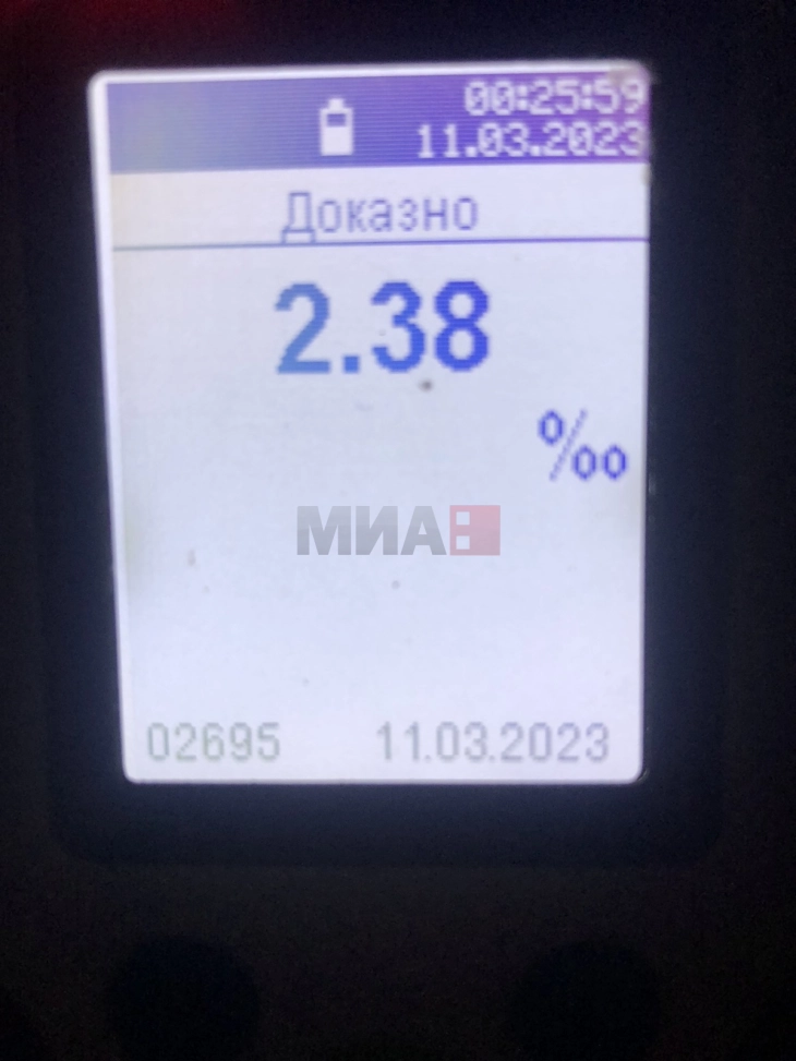 Со 2,05 промили алкохол во крвта возел „мерцедес“ низ Кавадарци 