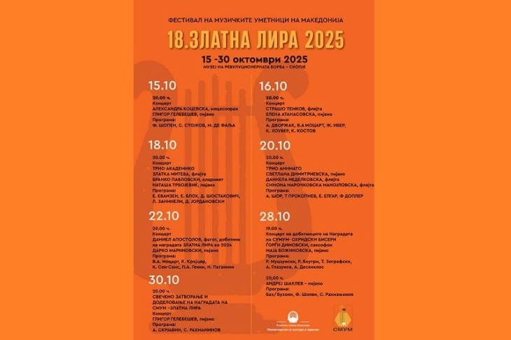 Концерт на младите лауреати од „Охридски бисери“ во рамки на фестивалот „Златна лира“