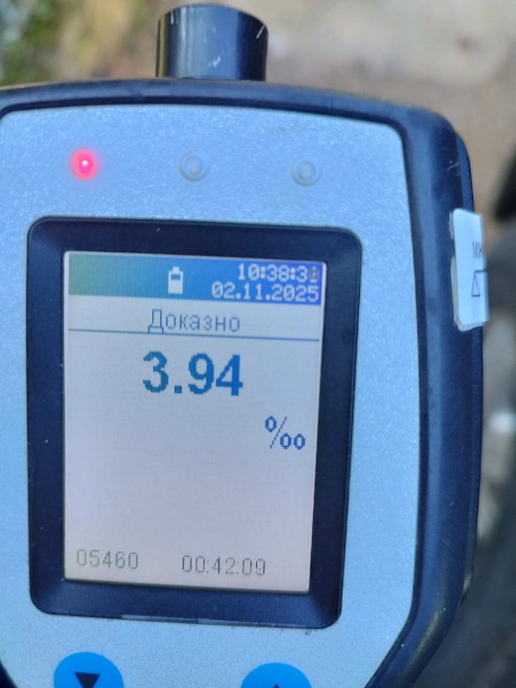 Возач во Тетово имал 3,94 промили алкохол во крвта 