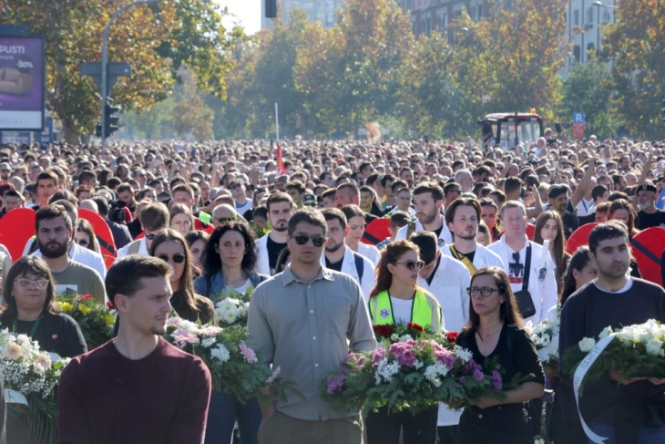 Tens of thousands mark anniversary of Novi Sad station collapse that killed 16