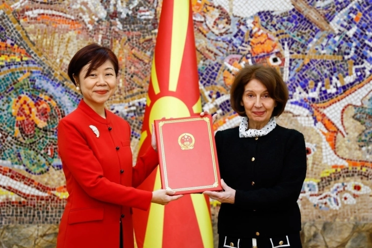 President Siljanovska Davkova receives credentials of new Chinese Ambassador Jiang Xiaoyan