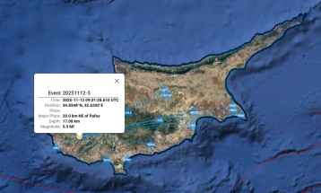 Земјотрес со јачина од 5,3 степени регистриран на Кипар