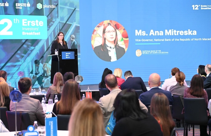 Вицегувернерката Митреска на „Инвеститорскиот појадок на Ерсте“: Политиките на централната банка придонесуваат за намалување на инфлацијата и за одржување на финансиската стабилност